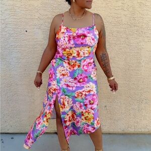 Vibrant Floral Asymmetrical Dress